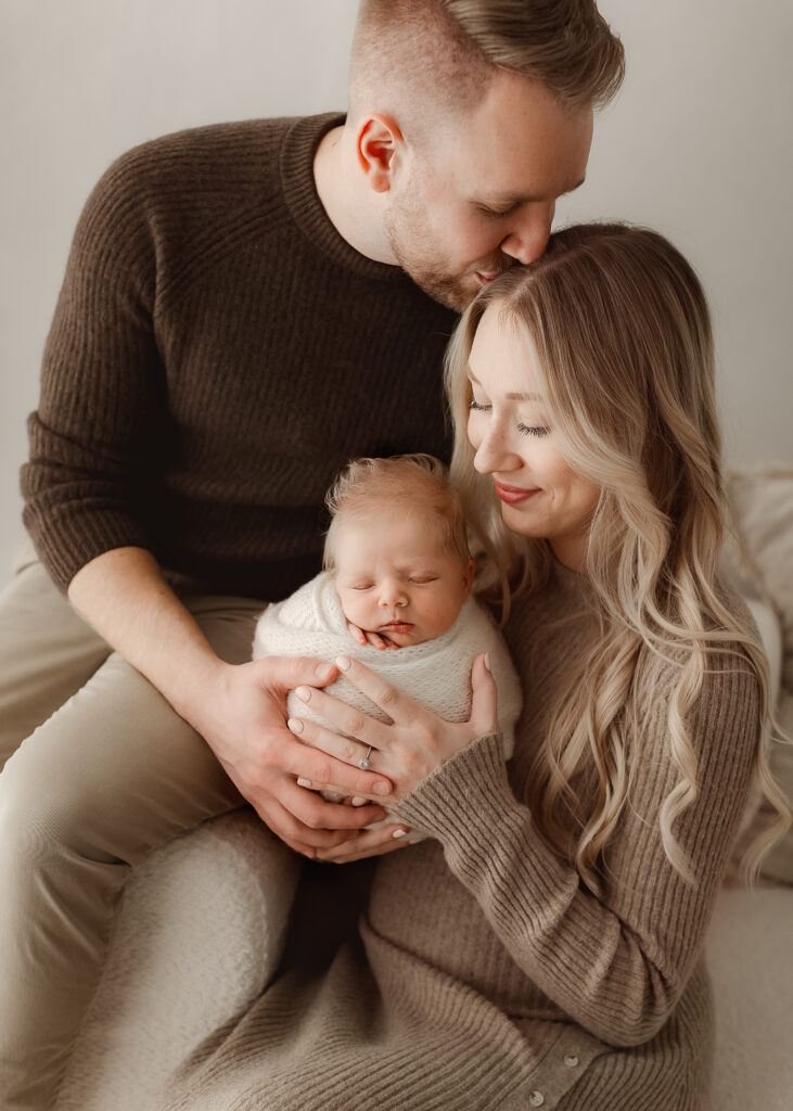 newborn photos Denver soft wrapped baby studio session