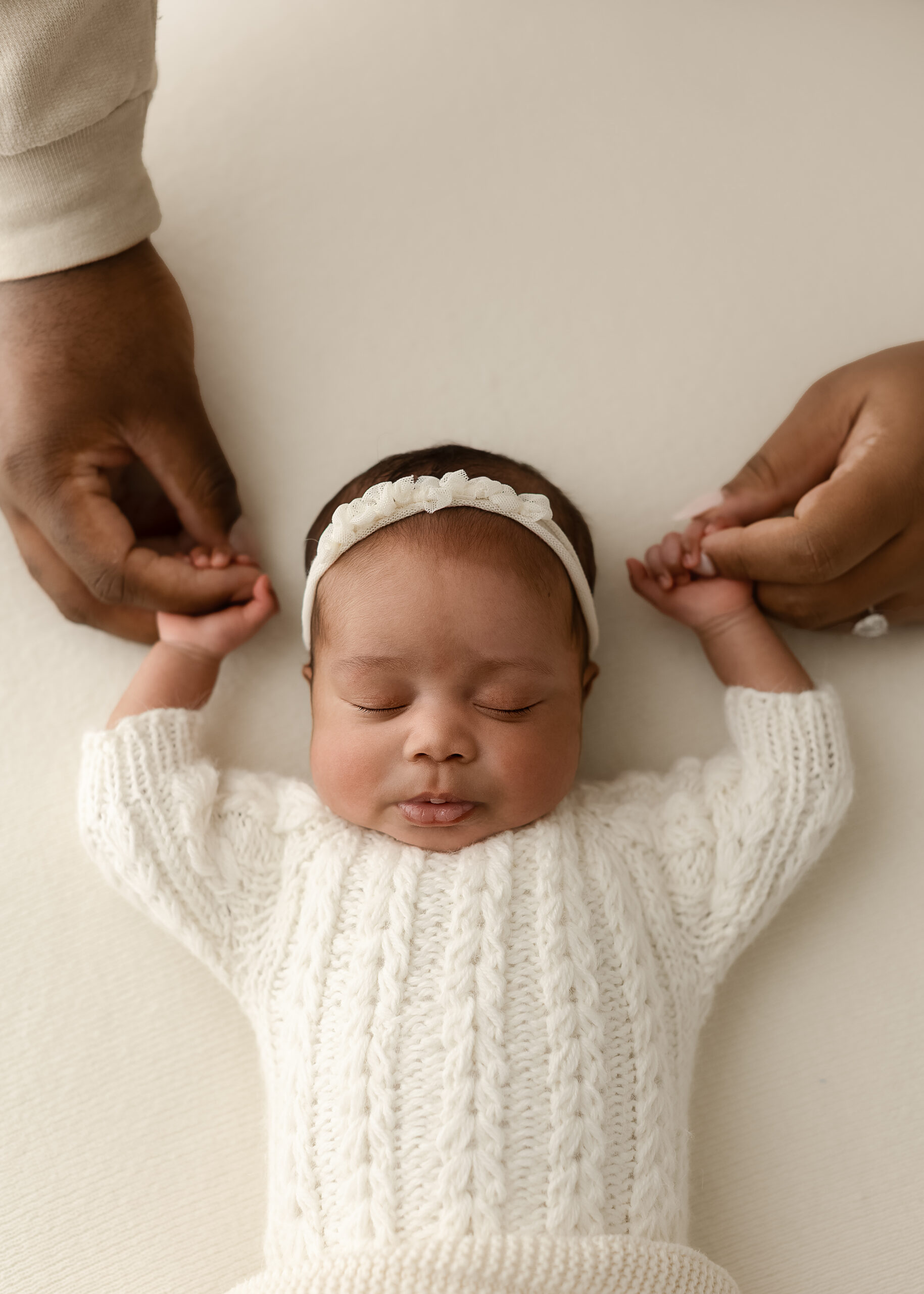 Studio newborn photography ideas in Denver with timeless neutral newborn portraits